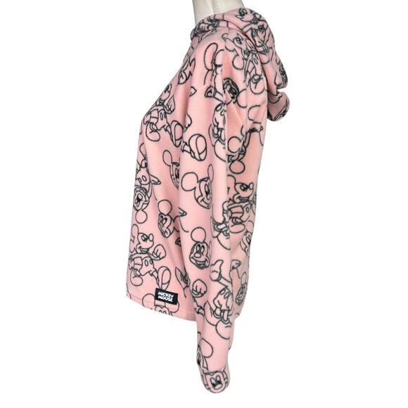 Disney Mickey Mouse Hoodie Women Size Small Pink Blush Cozy 1/4 Zip Fleece Top - Picture 7 of 12